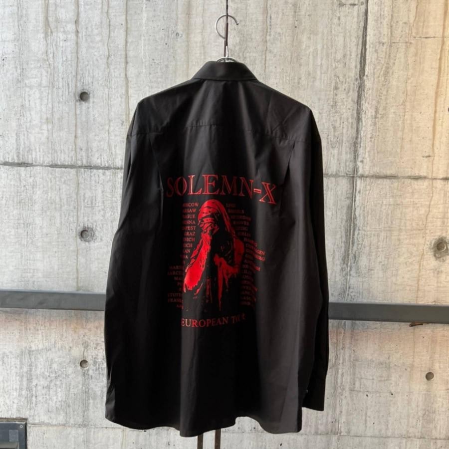 RAF SIMONS Big fit shirt with printed Solemn-X BLACK BLACK 48