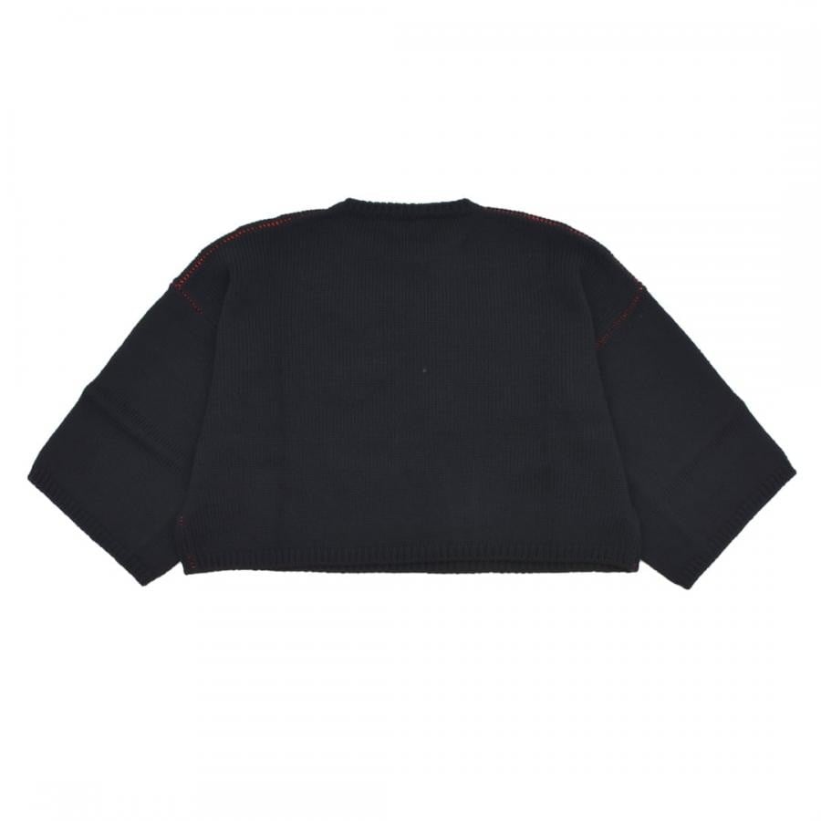 【RAF SIMONS】Loose fit cropped wool jacquard RS sweater