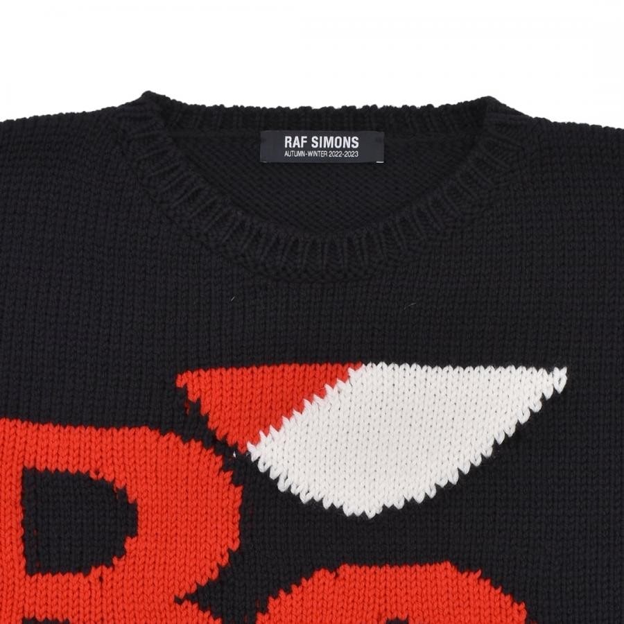 【RAF SIMONS】Loose fit cropped wool jacquard RS sweater