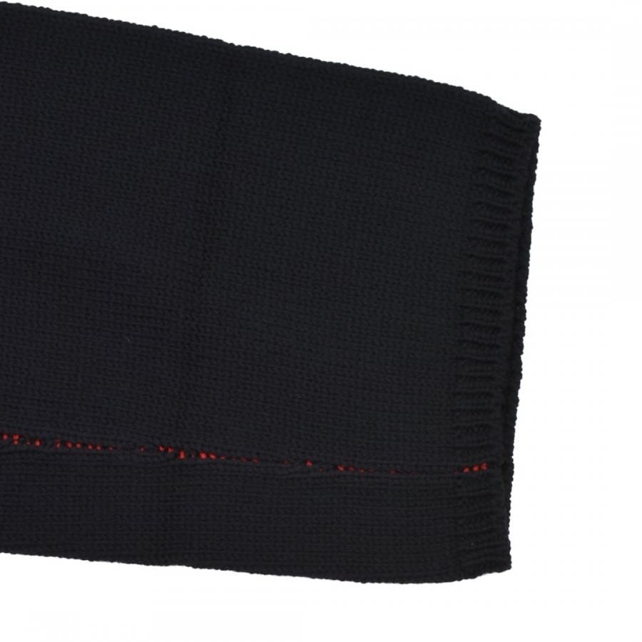 【RAF SIMONS】Loose fit cropped wool jacquard RS sweater BLACK 2