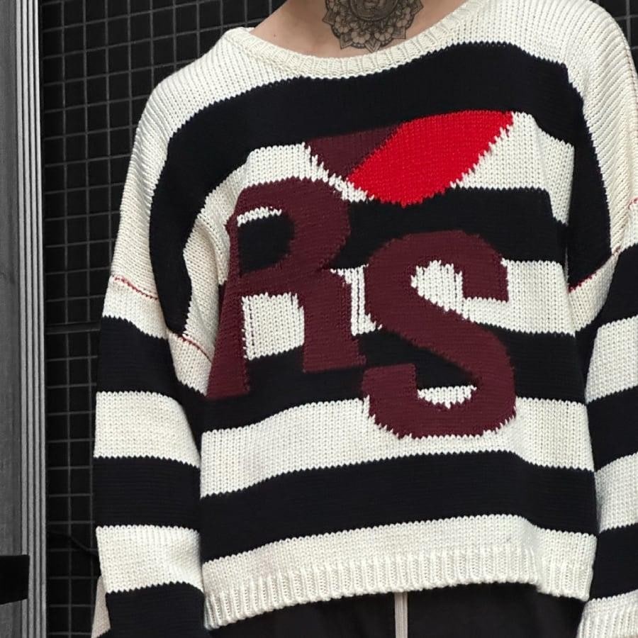 【RAF SIMONS】Loose fit cropped wool jacquard RS sweater