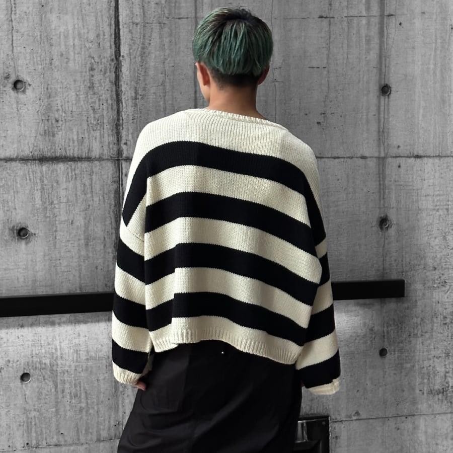 【RAF SIMONS】Loose fit cropped wool jacquard RS sweater