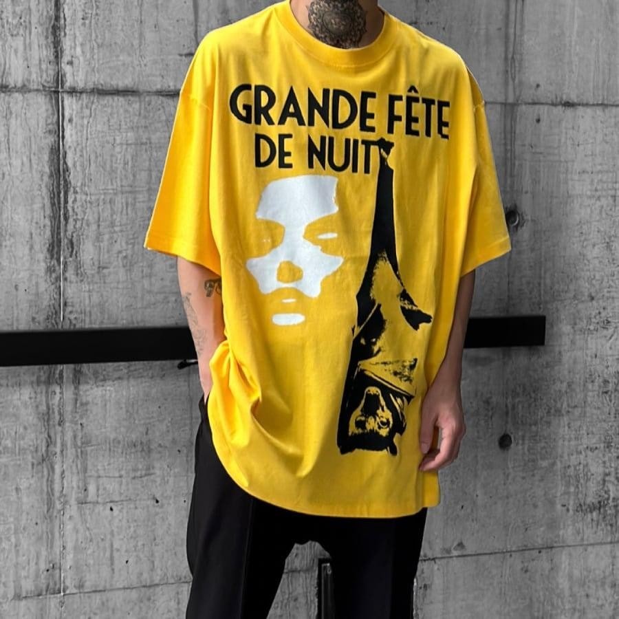 【RAF SIMONS】Overzized T-shirt grand fete de nuit print front(YELLOW)