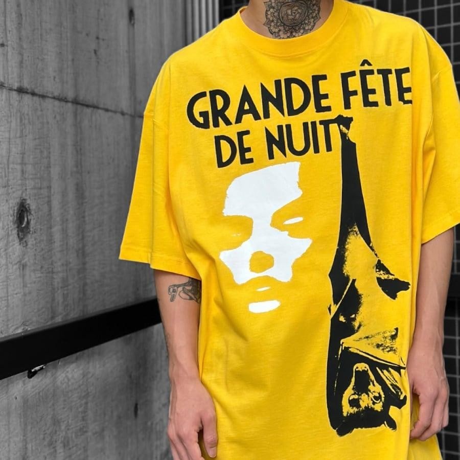 【RAF SIMONS】Overzized T-shirt grand fete de nuit print front(YELLOW)