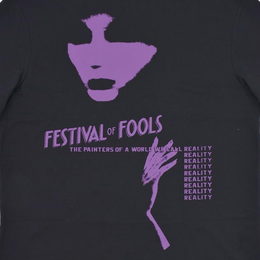 RAF SIMONS】Oversized T-shirt festival fools print on front(BLACK