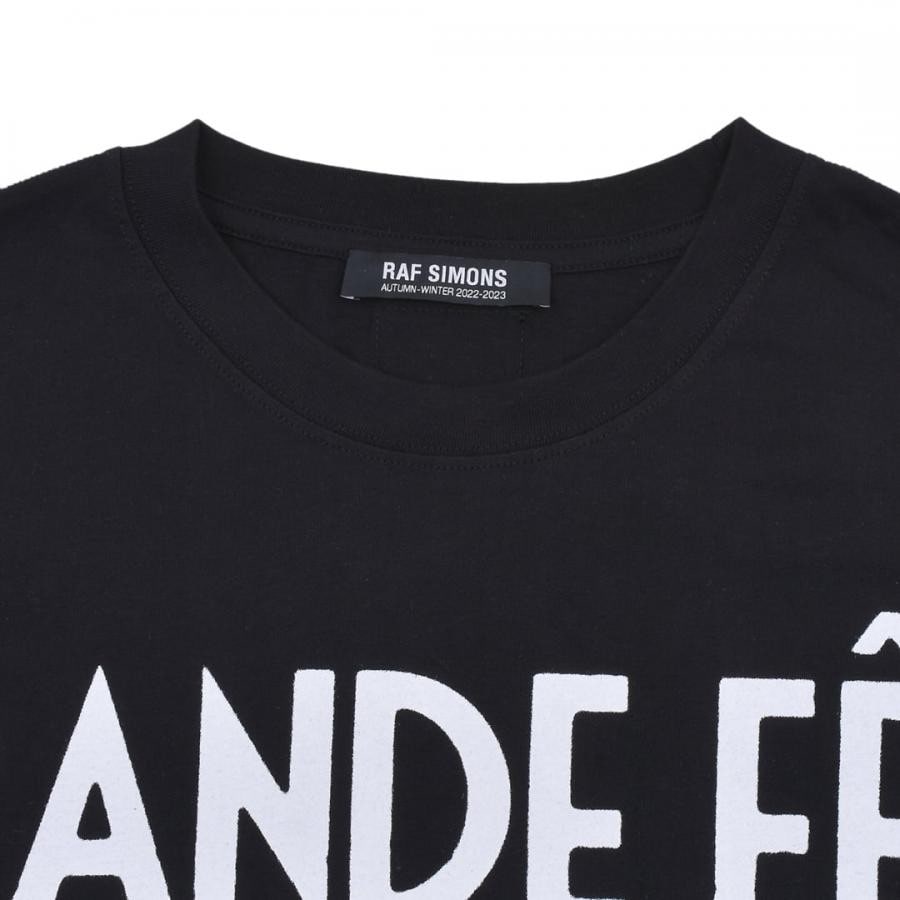 【RAF SIMONS】Oversized T-shirt cut out Grand Fete de Nuit(BLACK)