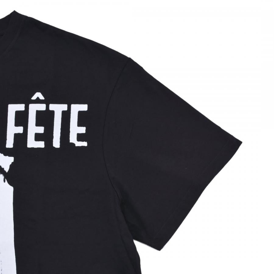 【RAF SIMONS】Oversized T-shirt cut out Grand Fete de Nuit(BLACK)