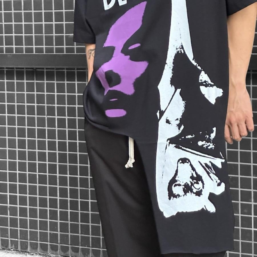 【RAF SIMONS】Oversized T-shirt cut out Grand Fete de Nuit(BLACK)