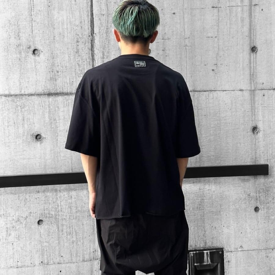【RAF SIMONS】Oversized T-shirt cut out Grand Fete de Nuit(BLACK) BLACK L