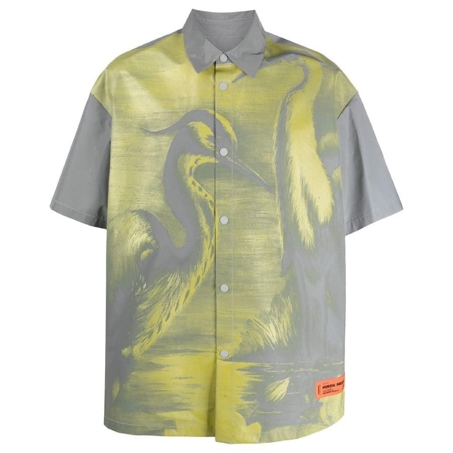 HERON PRESTON CTNMB POSTERPRINTED REFLEX BOWLING SHIRT GREY M
