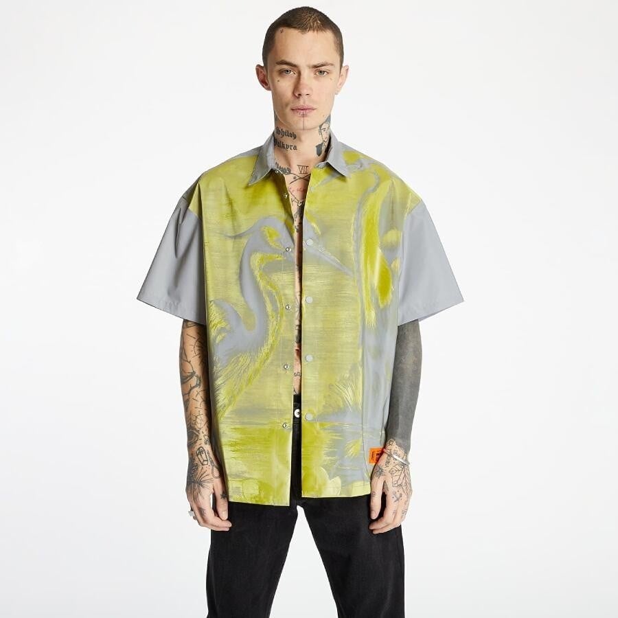 HERON PRESTON CTNMB POSTERPRINTED REFLEX BOWLING SHIRT GREY M