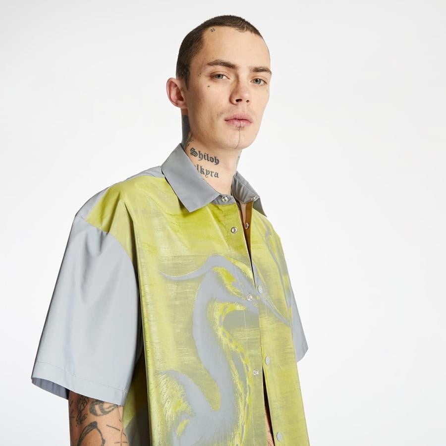 HERON PRESTON CTNMB POSTERPRINTED REFLEX BOWLING SHIRT GREY M