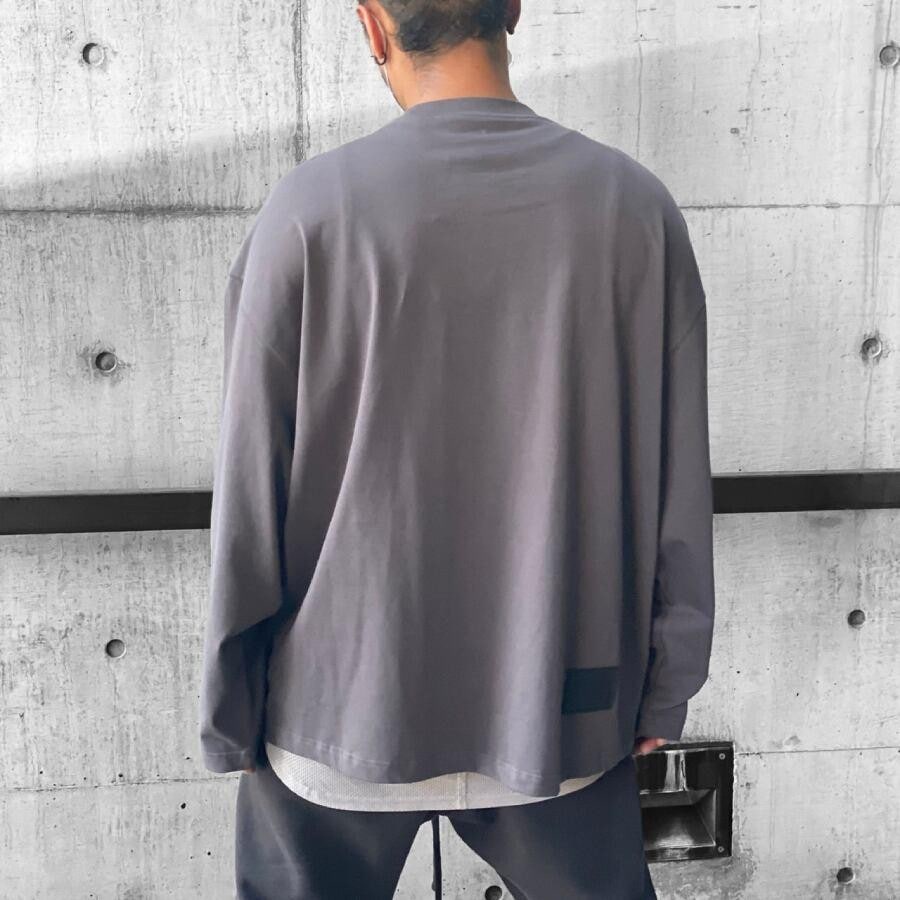 【WE11DONE】 CHARCOAL OUTLINE LOGO LONG-SLEEVED T-SHIRT (CHARCOAL) CHARCOAL L