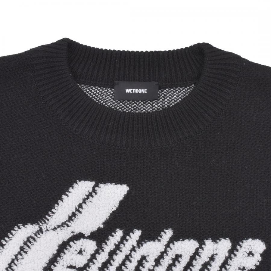 WE11DONE】 BLACK LOGO PILE KNIT SWEATER (BLACK)(M BLACK