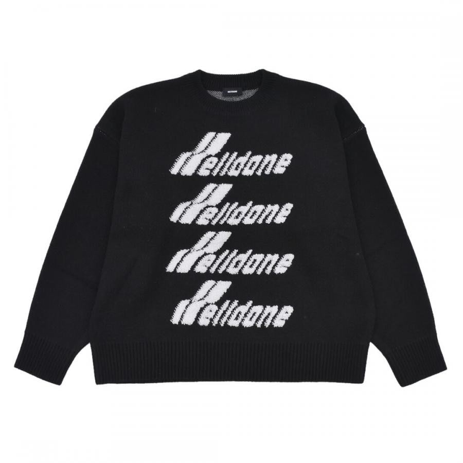 【WE11DONE】 BLACK LOGO PILE KNIT SWEATER (BLACK) BLACK L