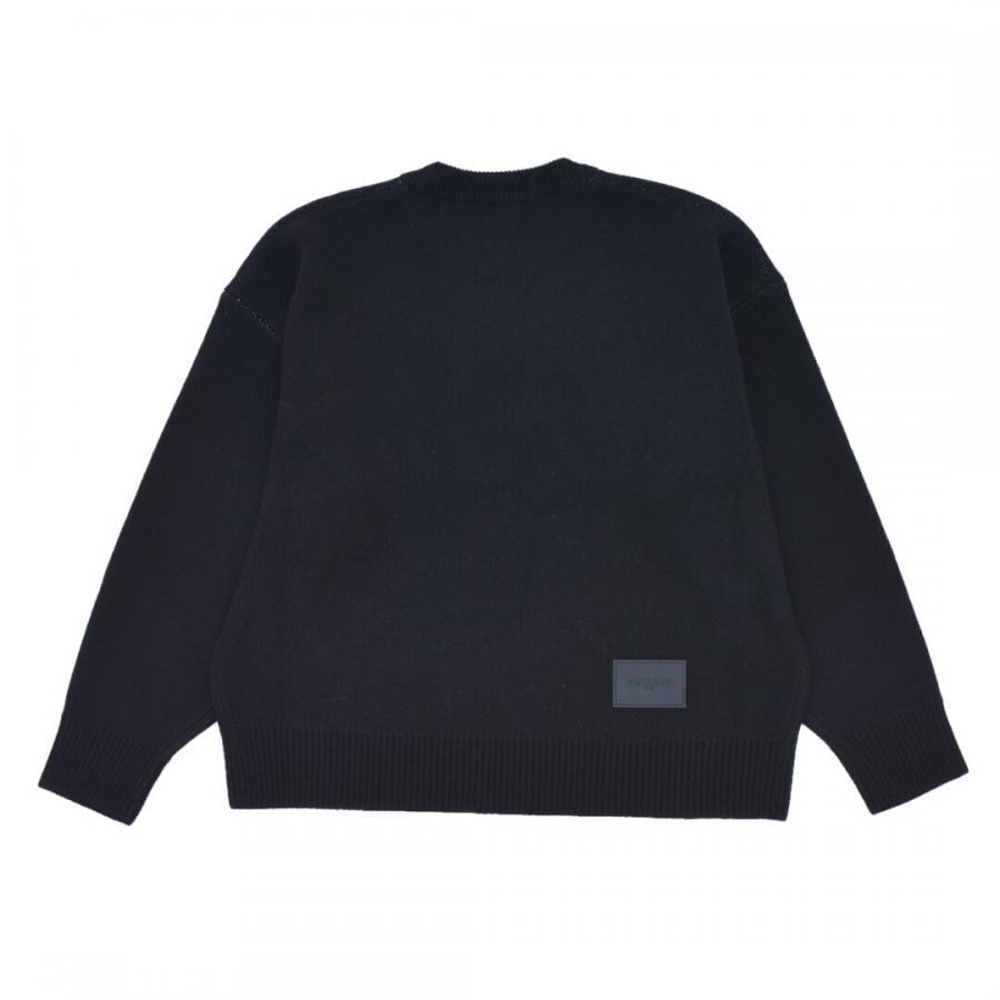 【WE11DONE】 BLACK LOGO PILE KNIT SWEATER (BLACK) BLACK L