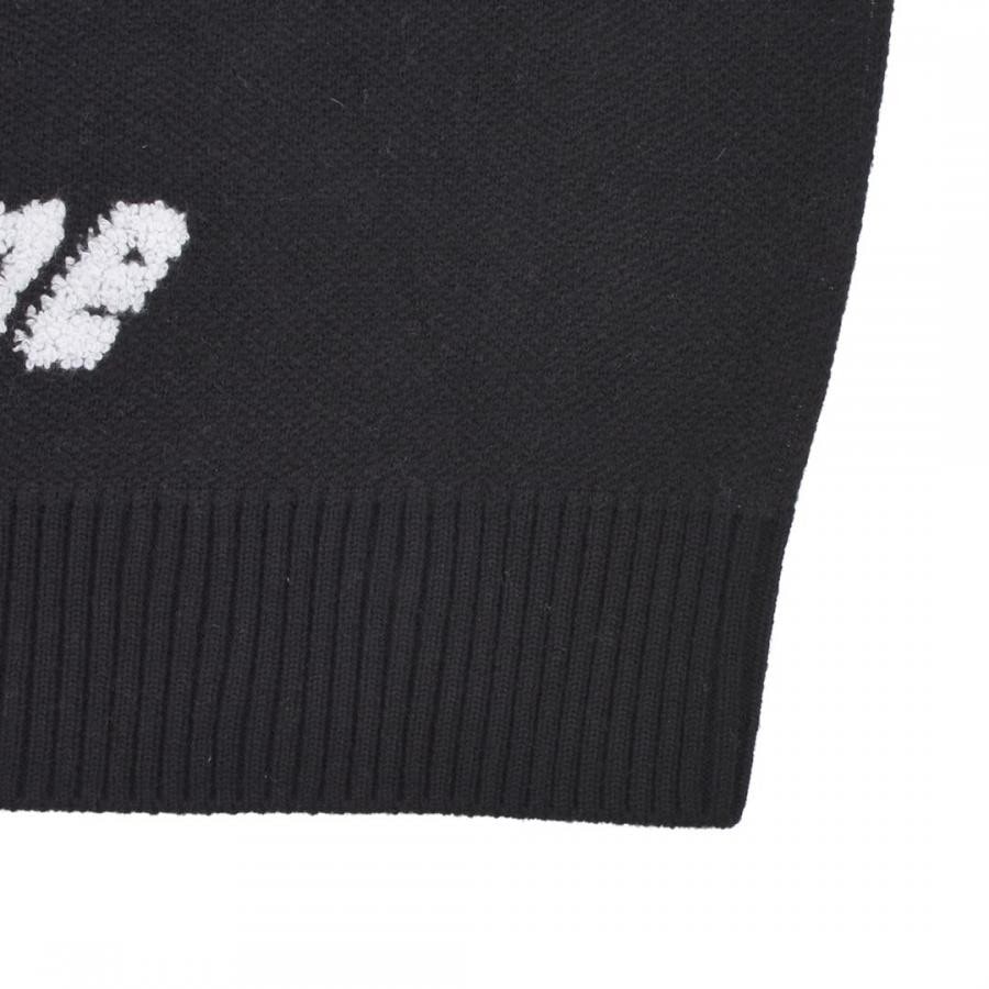 【WE11DONE】 BLACK LOGO PILE KNIT SWEATER (BLACK) BLACK L