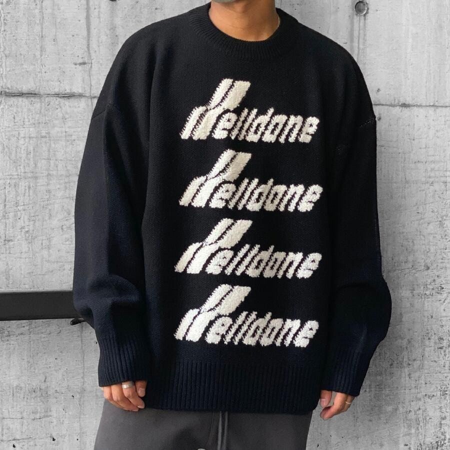 【WE11DONE】 BLACK LOGO PILE KNIT SWEATER (BLACK) BLACK L