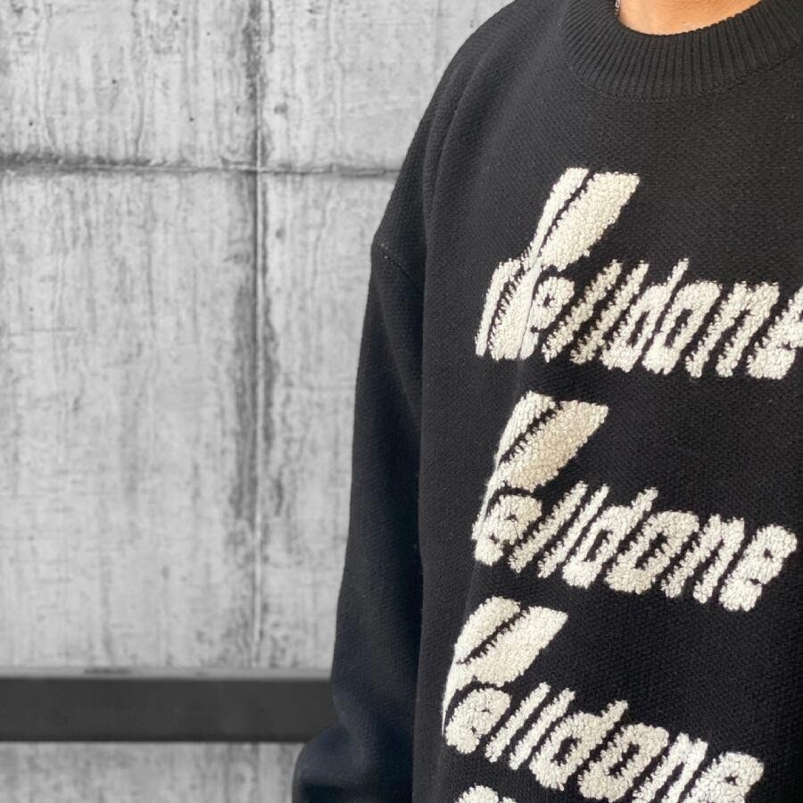 【WE11DONE】 BLACK LOGO PILE KNIT SWEATER (BLACK) BLACK L
