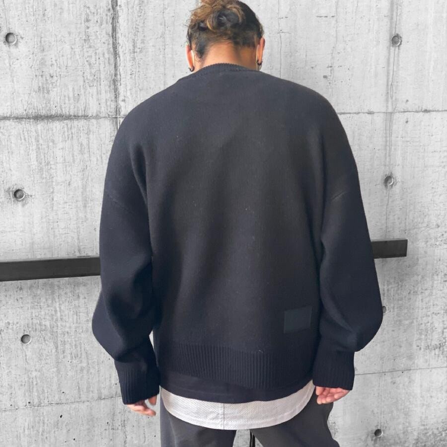 【WE11DONE】 BLACK LOGO PILE KNIT SWEATER (BLACK) BLACK L