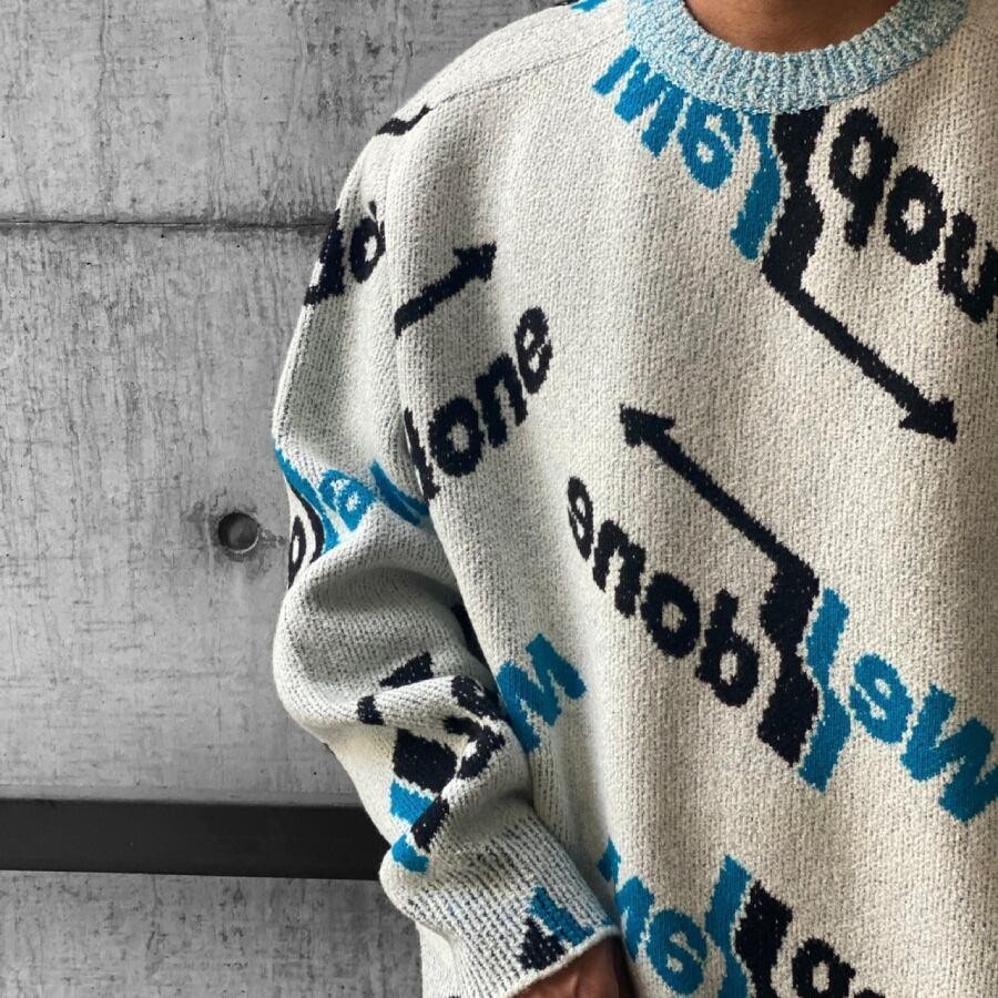 【WE11DONE】 ALLOVER ARROW SELLDONE JACQUARD SWEATER (BLUE) BLUE L