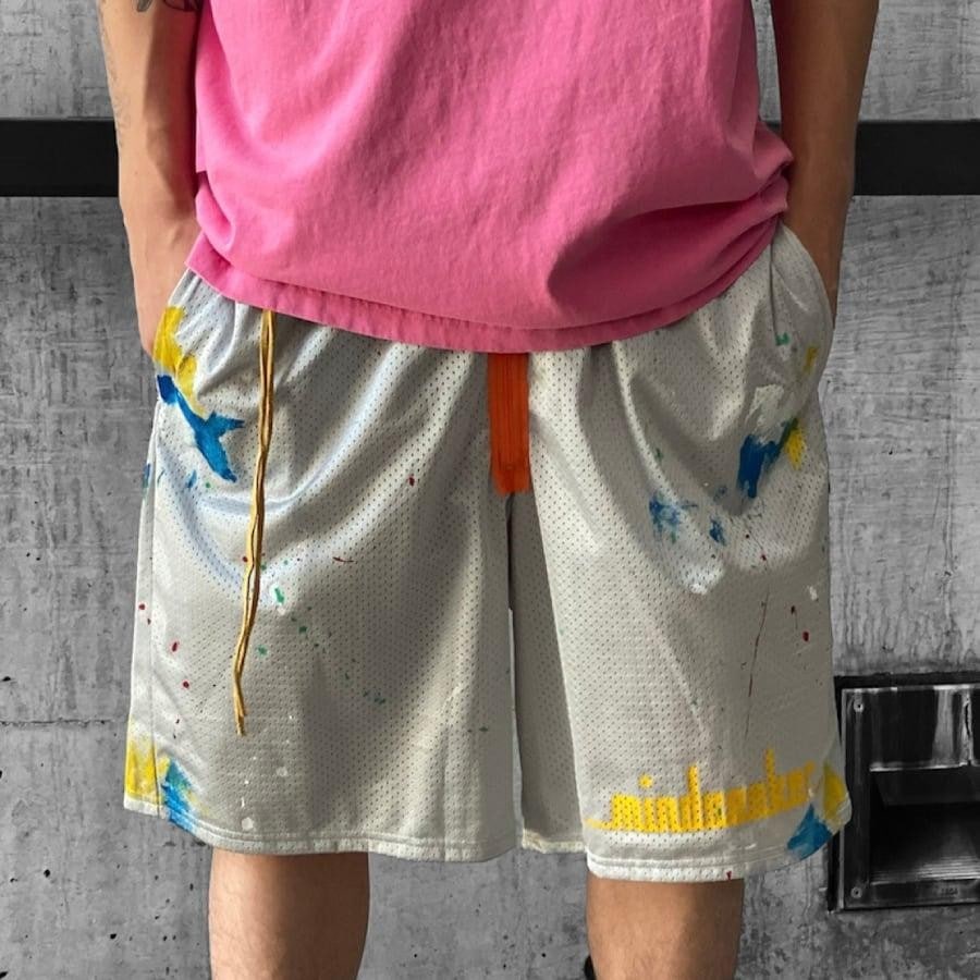 【mind seeker】HAND PAINT GYM SHORTS（GREY） GREY M