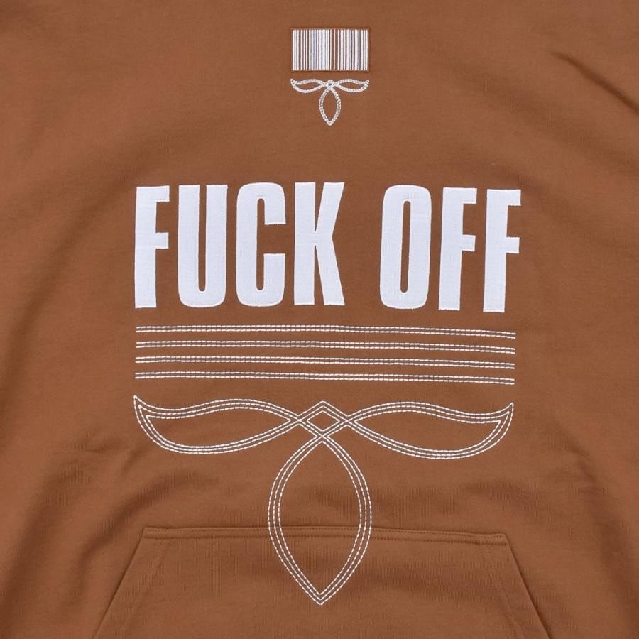 【VTMNTS】FUCK OFF FULLY EMBROIDERED HOODIE BROWN XL