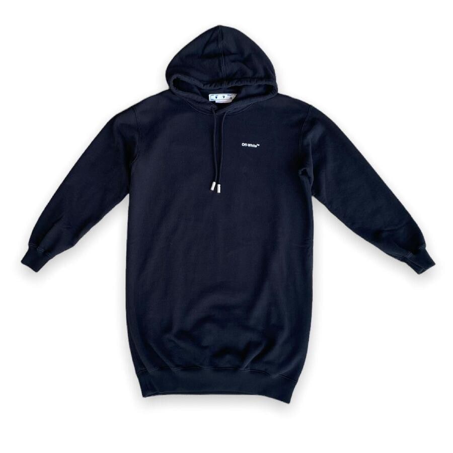 OFF WHITE/DIAG HOODIE SWEATSHIRT DRESS /BLACK/WHITE BLACK/WHITE XS