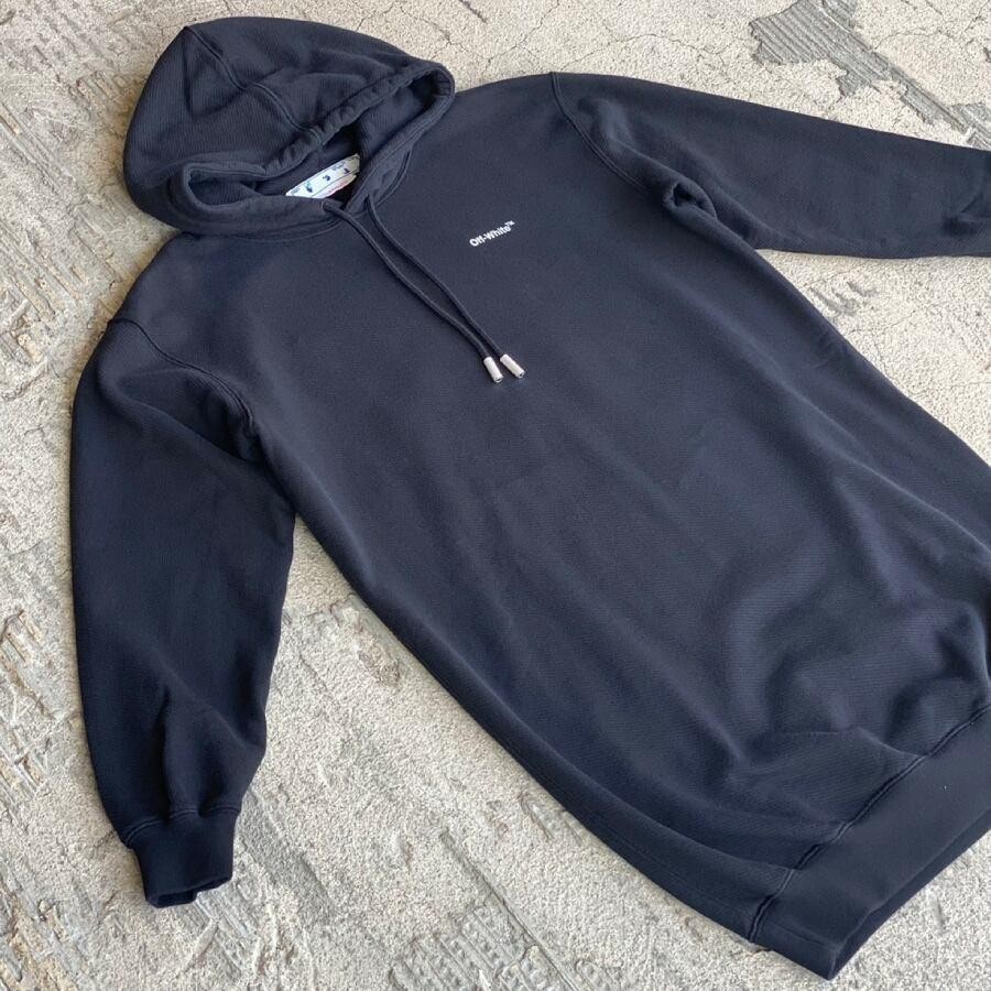 OFF WHITE/DIAG HOODIE SWEATSHIRT DRESS /BLACK/WHITE BLACK/WHITE XS