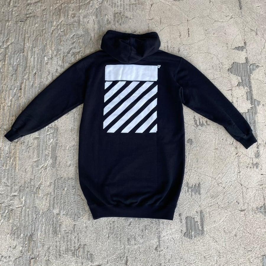 OFF WHITE/DIAG HOODIE SWEATSHIRT DRESS /BLACK/WHITE BLACK/WHITE XS