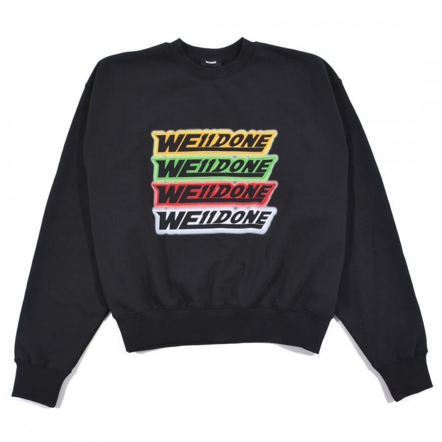 WE11DONE/BLACK WE11DONE RAINBOW FRONT LOGO SWEATSHIRT/BLACK BLACK M