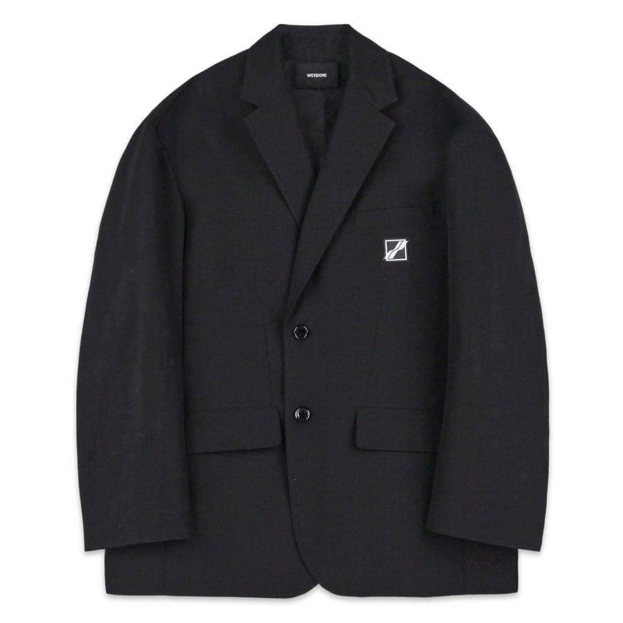 WE11DONE/BLACK SIGNATURE LOGO WAPPEN SINGLE-BREASTED JACKET/BLACK BLACK M