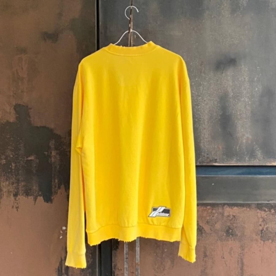 WE11DONE/YELLOW VINTAGE SHORT SWEATSHIRT/YELLOW YELLOW L