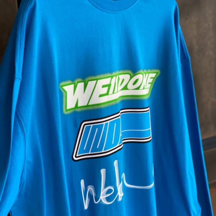 WE11DONE/BLUE WE11DONE 3-NEW LOGO LONG-SLEEVED T-SHIRT/BLUE BLUE L