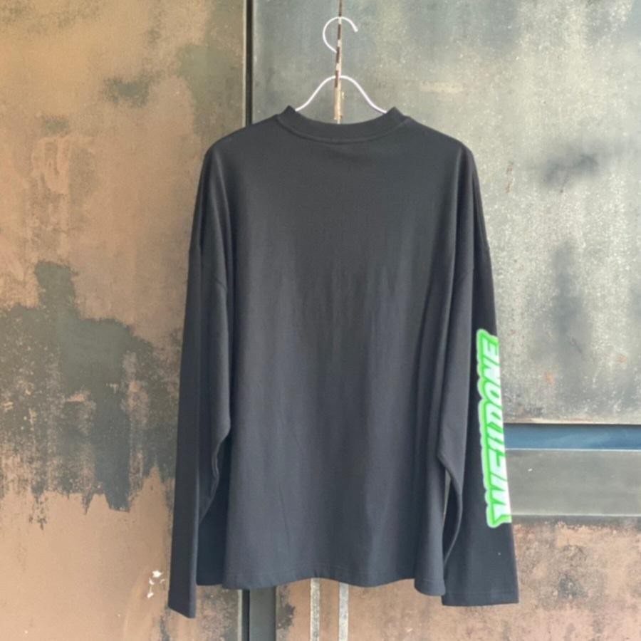 WE11DONE/BLACK WE11DONE CRYSTAL LOGO LONG T-SHIRT/BLACK BLACK L