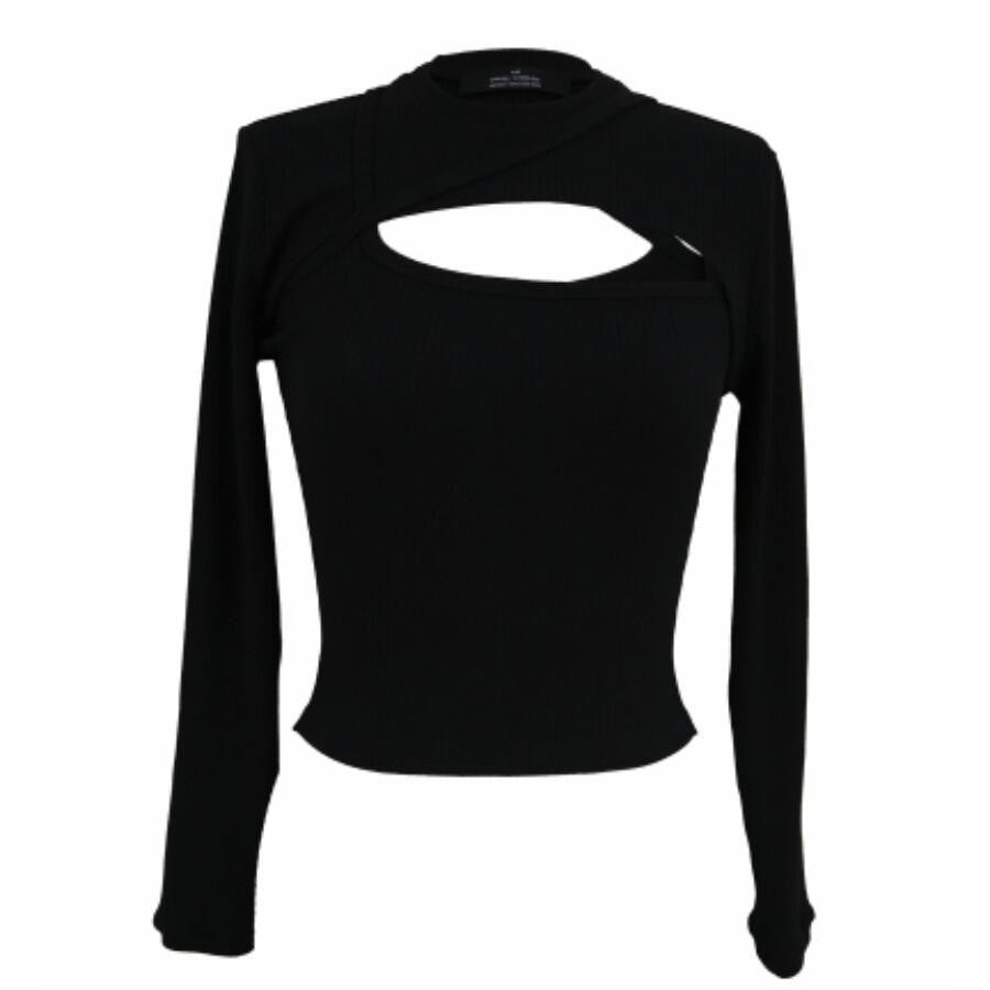 Rokh / STRAP JERSEY TOP WITH SLEEVES / BLACK BLACK 36