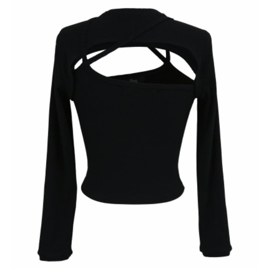 Rokh / STRAP JERSEY TOP WITH SLEEVES / BLACK BLACK 36