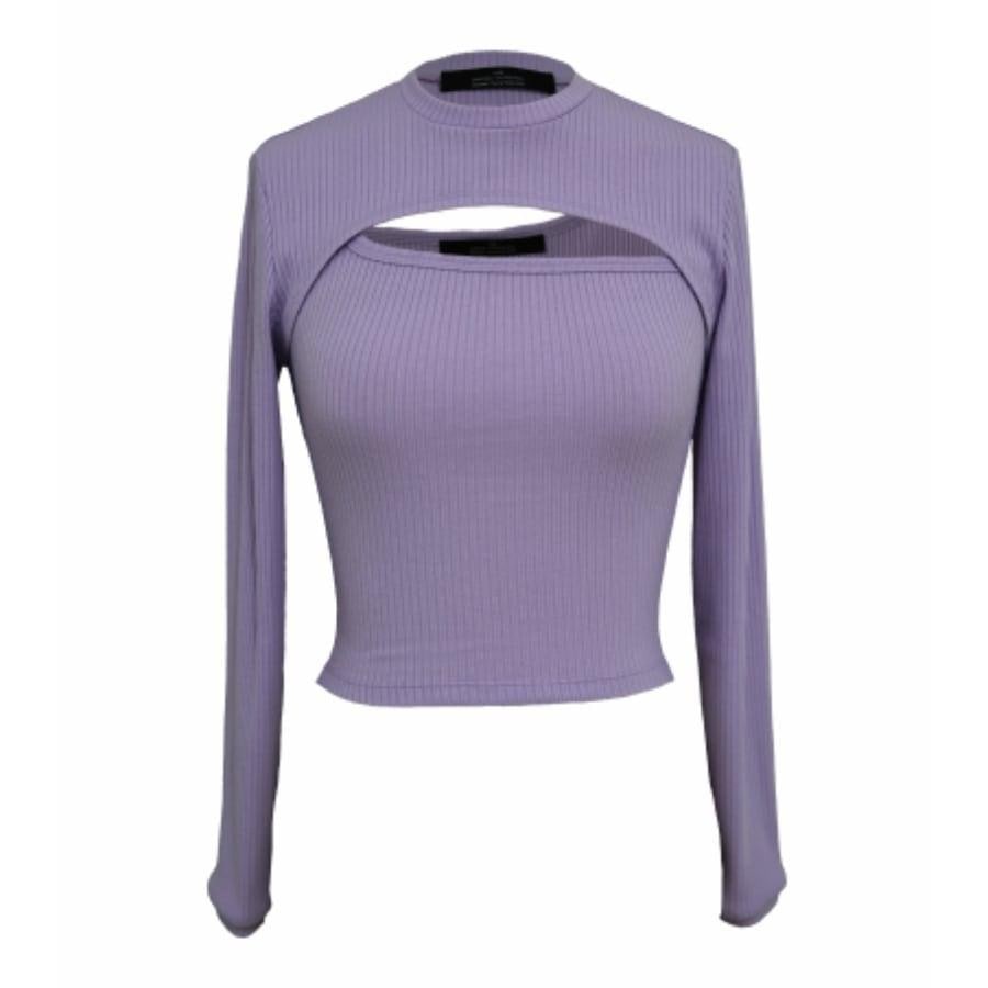 Rokh / STRAP JERSEY TOP WITH SLEEVES / LAVENDER(36 LAVENDER