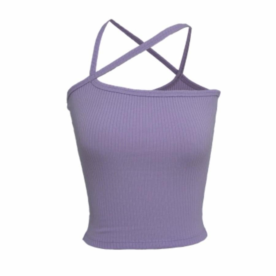 Rokh / STRAP JERSEY TOP WITH SLEEVES / LAVENDER