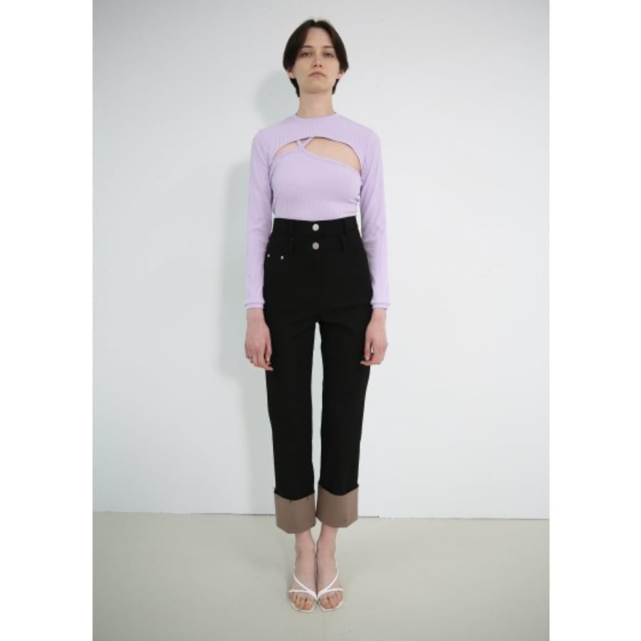 Rokh / STRAP JERSEY TOP WITH SLEEVES / LAVENDER(36 LAVENDER