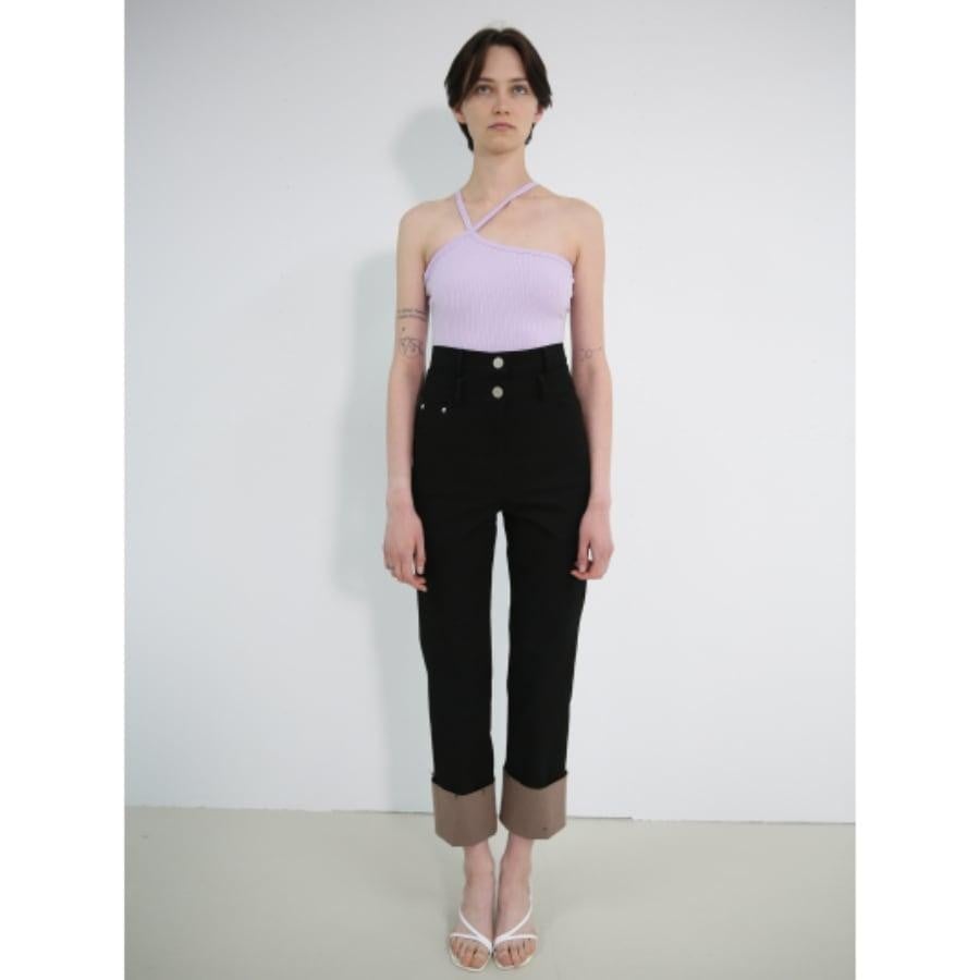 Rokh / STRAP JERSEY TOP WITH SLEEVES / LAVENDER