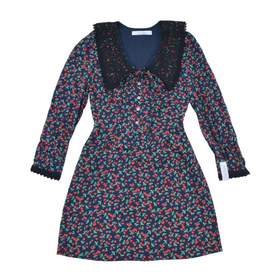 Rokh / LACE COLLAR MINI DRESS -NAVY CHERRY NAVY 34