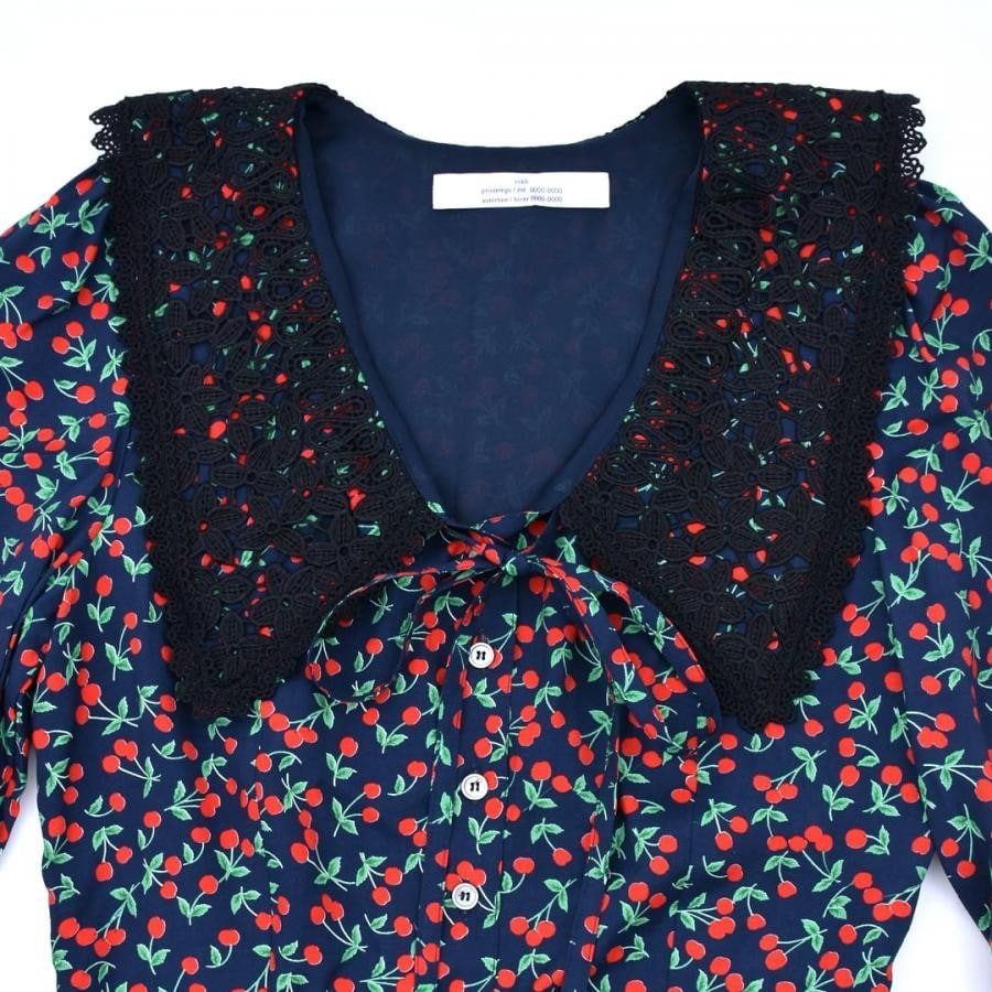 Rokh / LACE COLLAR MINI DRESS -NAVY CHERRY NAVY 34