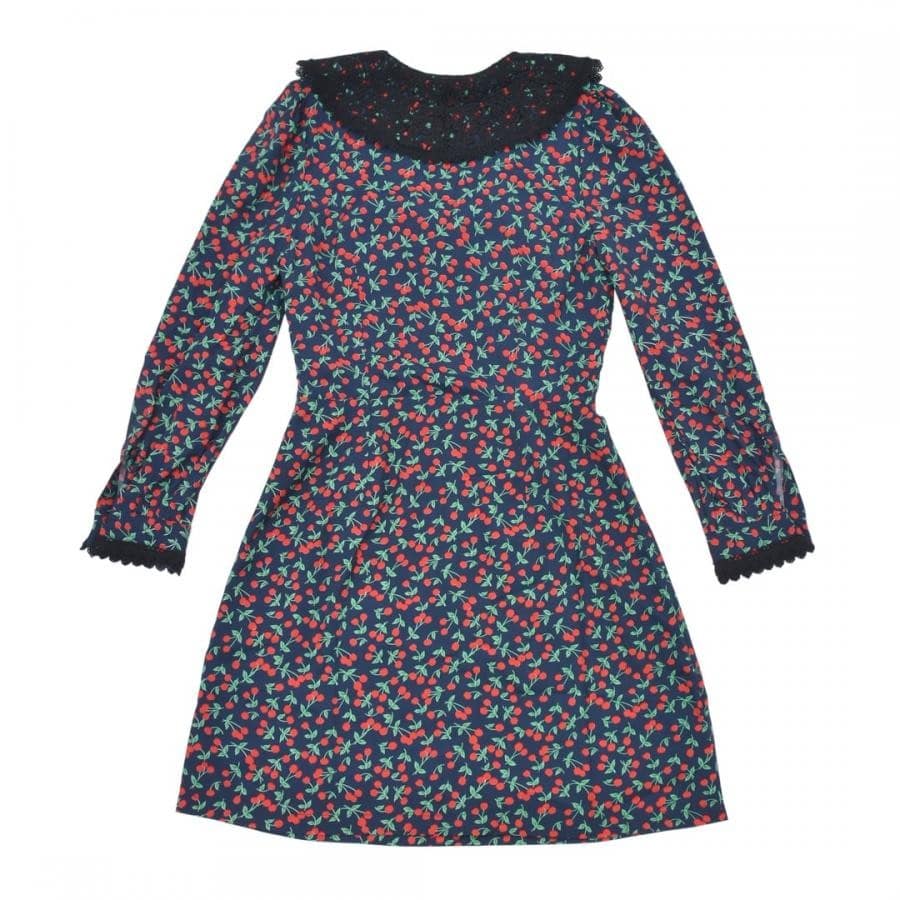 Rokh / LACE COLLAR MINI DRESS -NAVY CHERRY NAVY 34