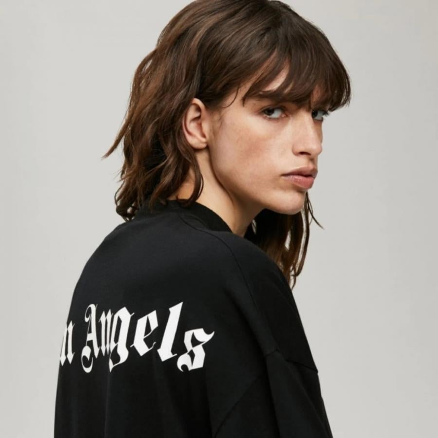 Palm Angels/LOGO OVER TEE DRESS/BLACK/WHITE BLACK/WHITE XXS