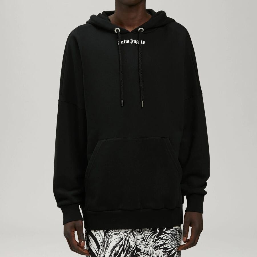 Palm Angels/CLASSIC LOGO OVER HOODY/BLACK/WHITE BLACK/WHITE L