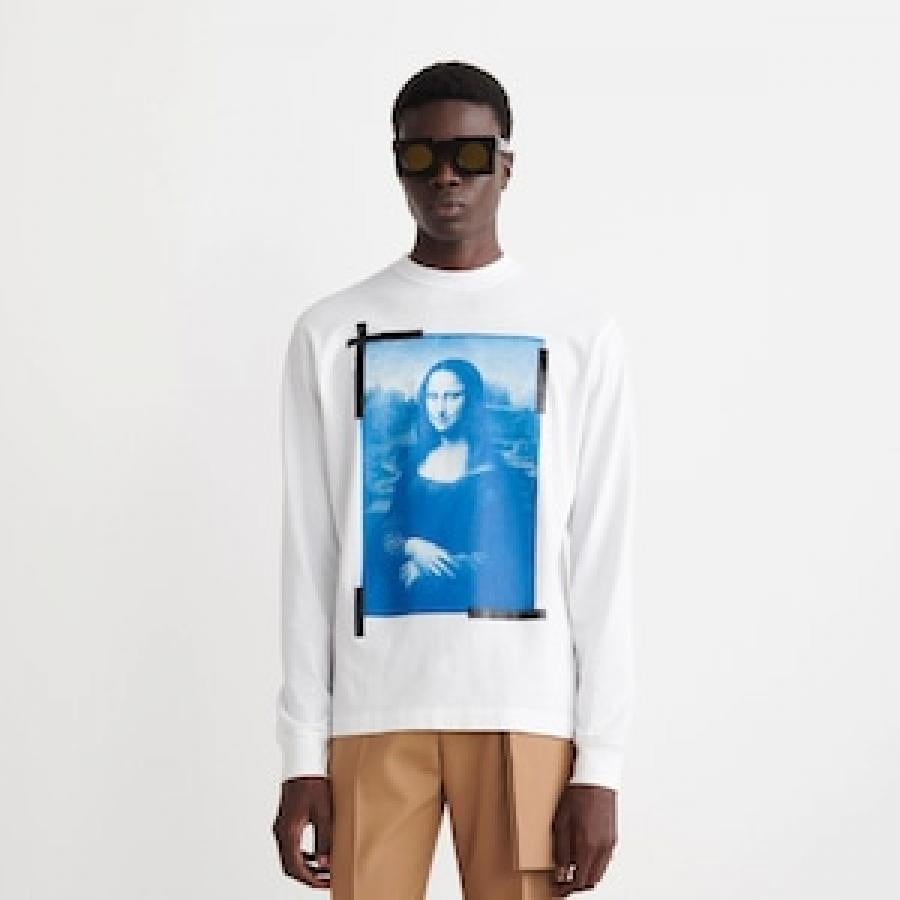 OFF WHITE/MONALISA SKATE L/S TEE/WHITE/BLUE WHITE/BLUE L