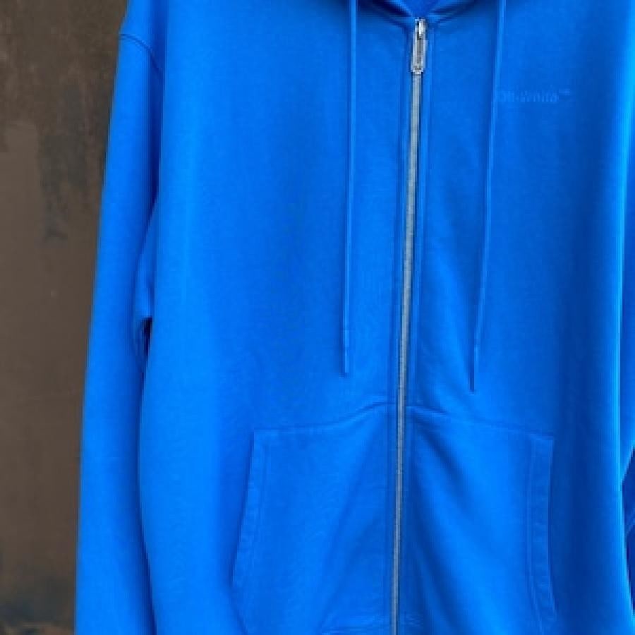 OFF WHITE/DIAG TAB SLIM ZIP HOODIE/PEACOCK PEACOCK XL