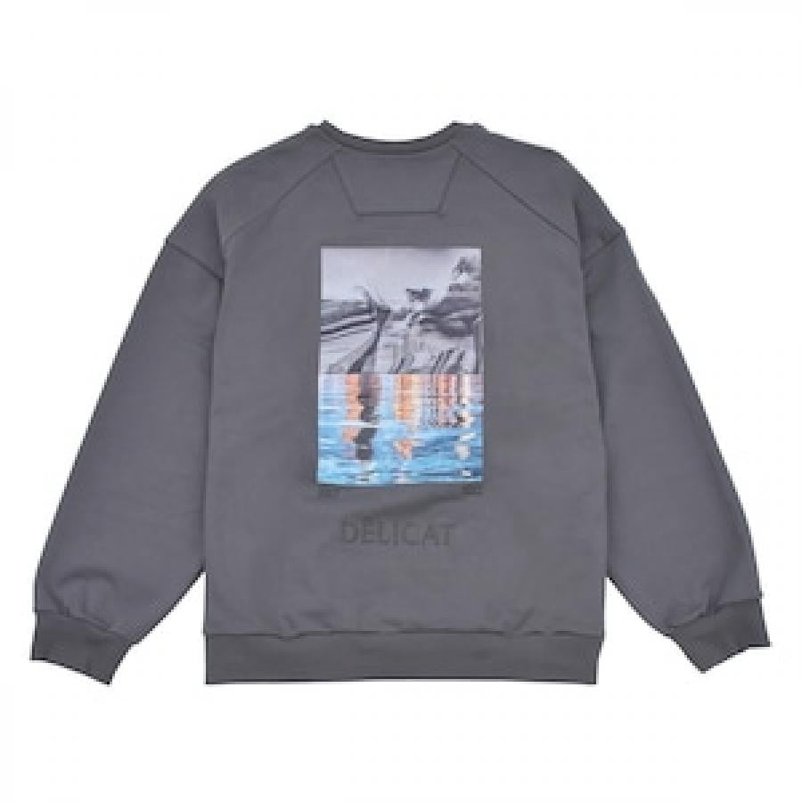 JUUN.J / Loose Fit Graphic Round Sweatshirt GREY L
