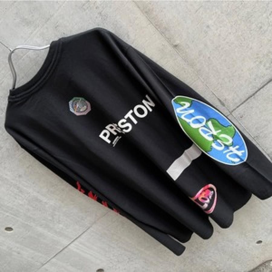 HERON PRESTON / LS TEE OS GLOBAL COLLAGE / BLACK BLACK S